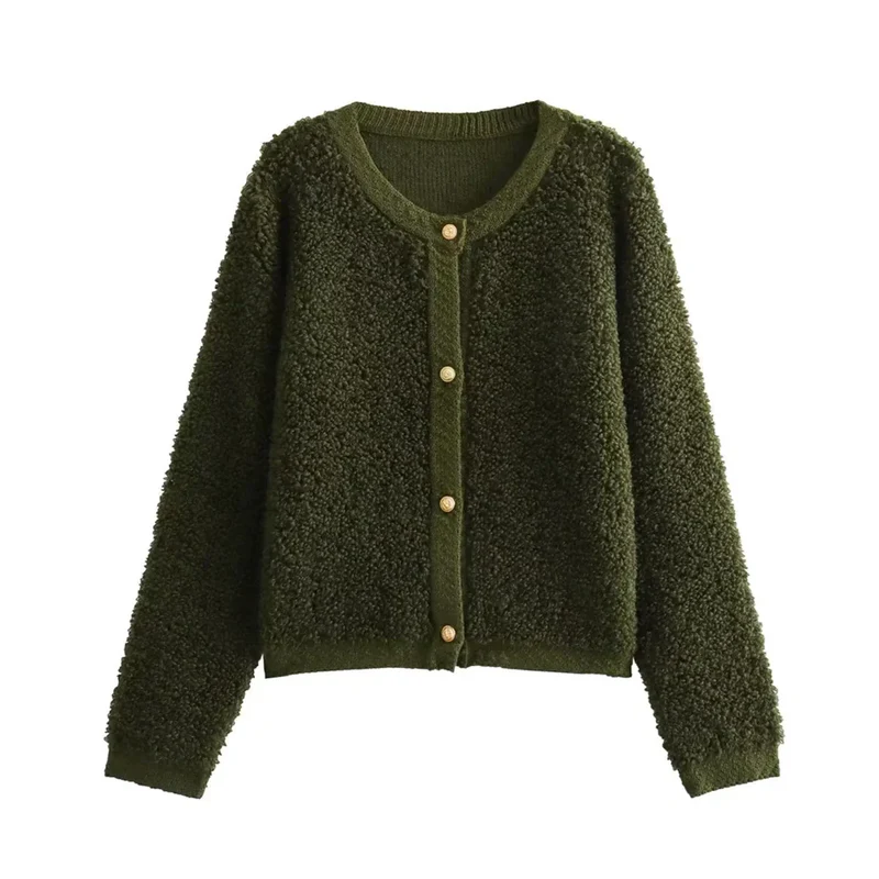 Tess – Teddy Vest met Goudkleurige Knopen
