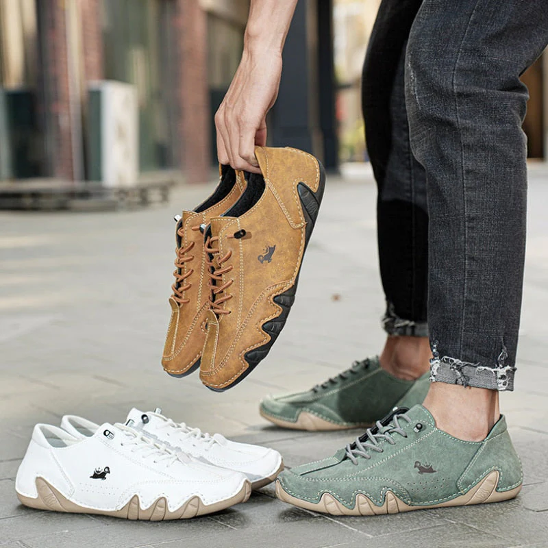 Heren Casual Instappers – Flexibele Antislip Sneakers met Vetersluiting en Rubberen Zool