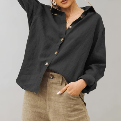 Linnen Blouse met Knoopsluiting – Casual Losvallend Model