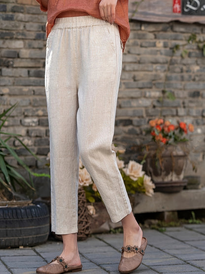Dames Linnenbroek – Lichtgewicht 7/8 Model met Elastische Taille