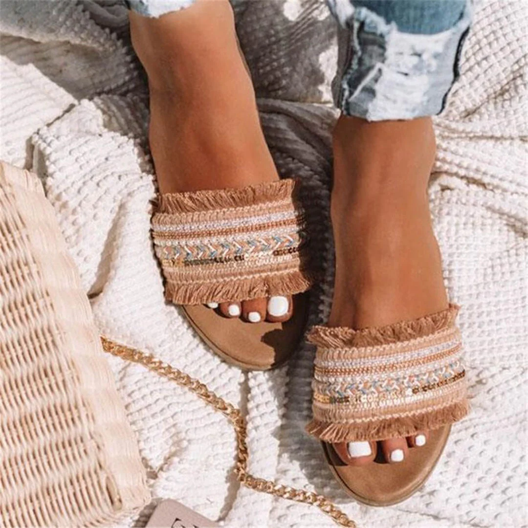 Dames Slippers met Franje - Geïnspireerde Teensandalen