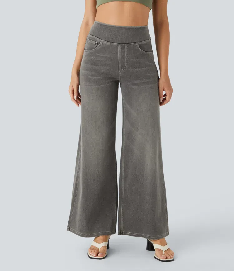 Dames Jeans – Wijduitlopend Model met Elastische Tailleband