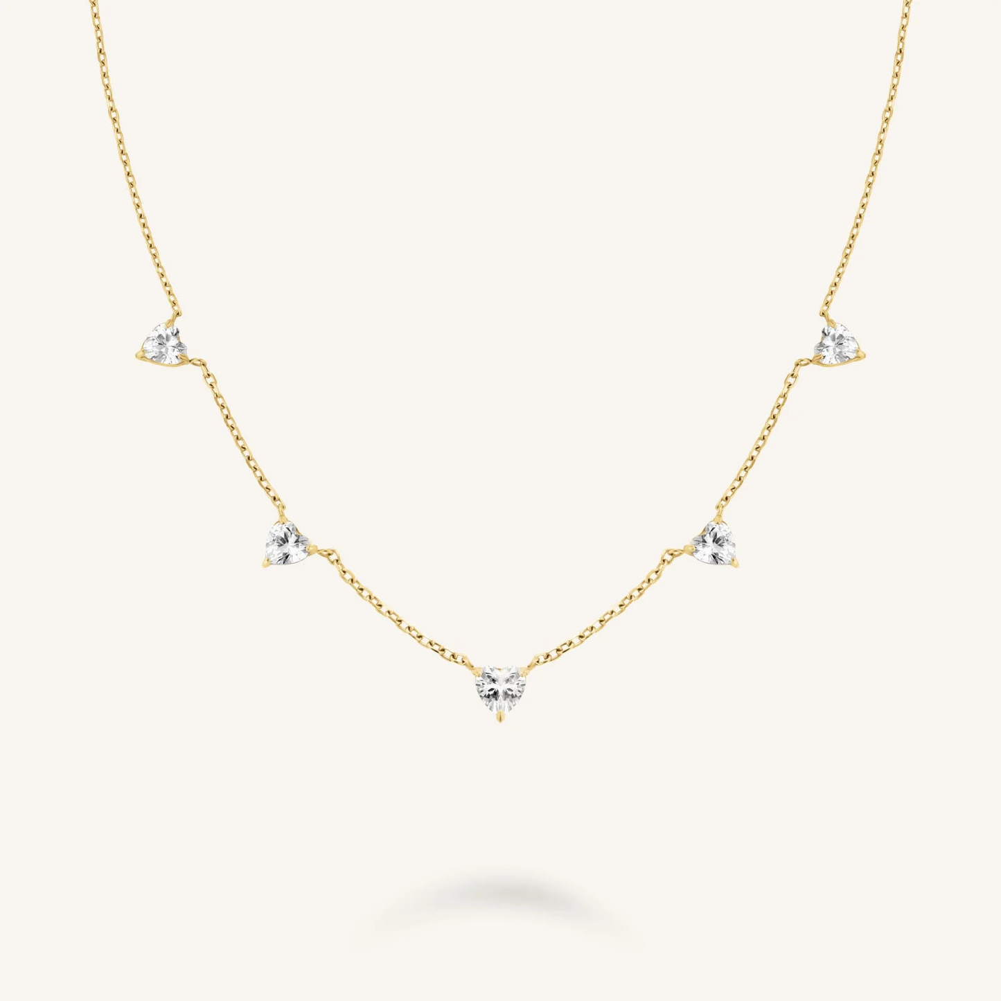 Dames Ketting – Halsketting met Hartvormige Zirconia Steentjes