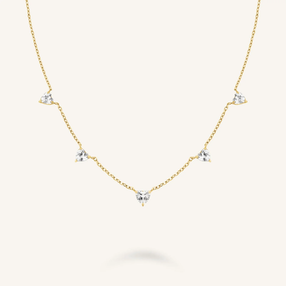 Dames Ketting – Halsketting met Hartvormige Zirconia Steentjes