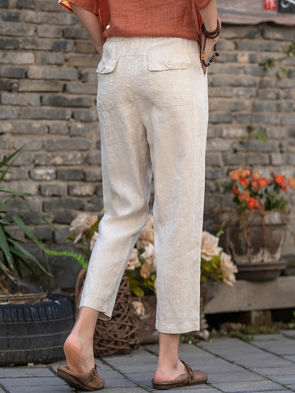 Dames Linnenbroek – Lichtgewicht 7/8 Model met Elastische Taille
