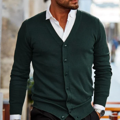 Heren vest met knoopsluiting – Fijngebreid model met V-hals