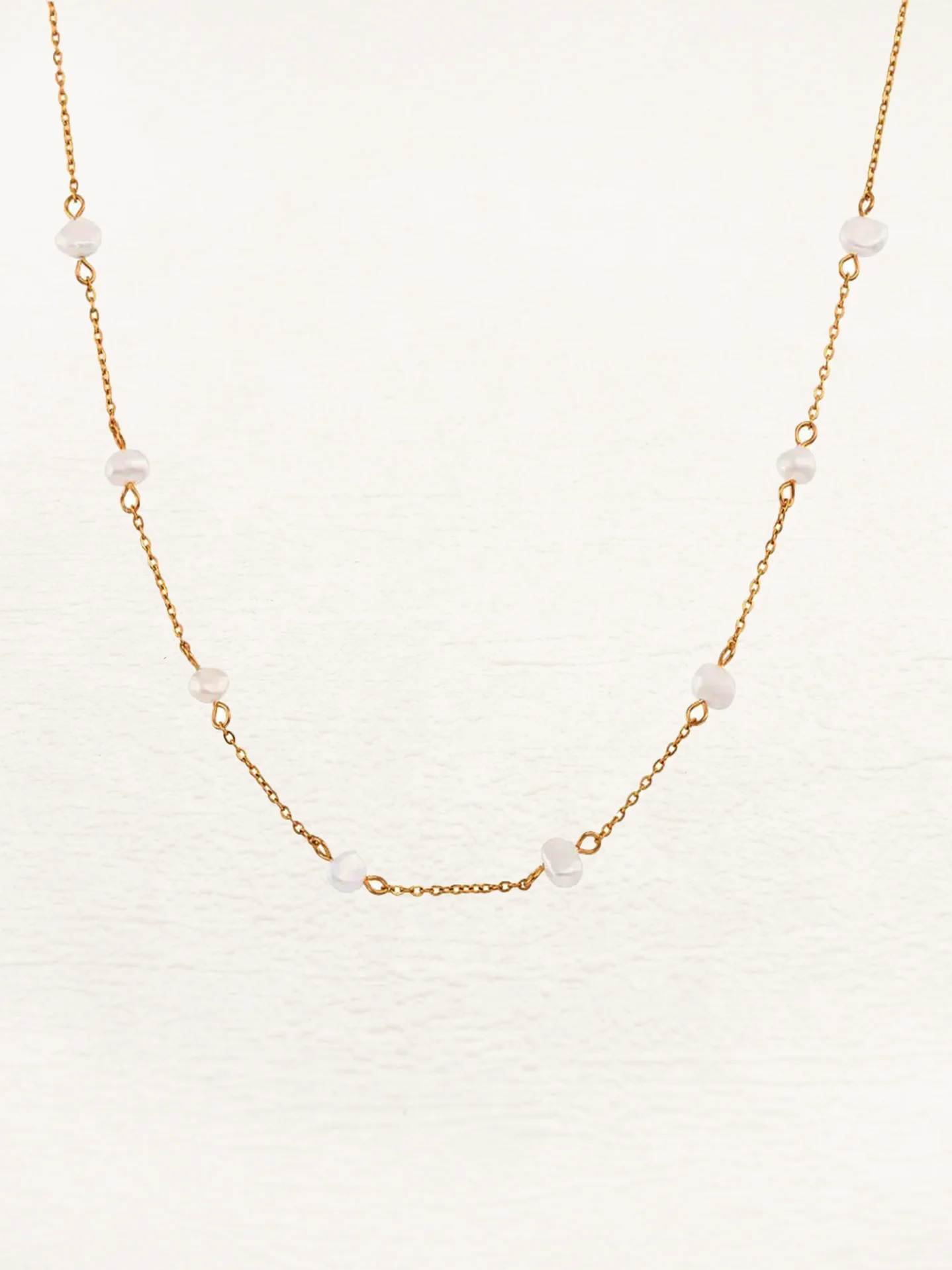 Dames ketting met zoetwaterparels – Fijne schakelketting met onregelmatige parels
