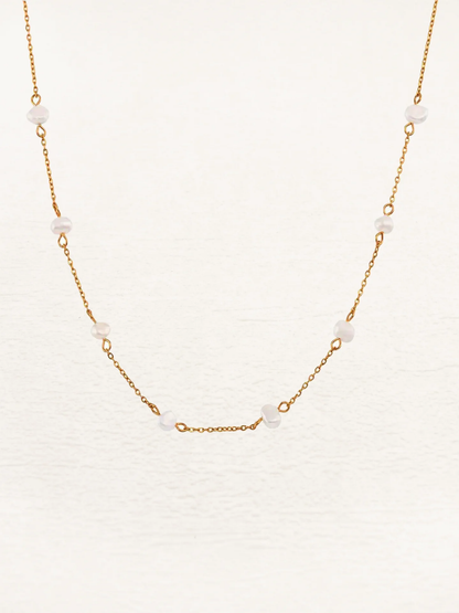 Dames ketting met zoetwaterparels – Fijne schakelketting met onregelmatige parels