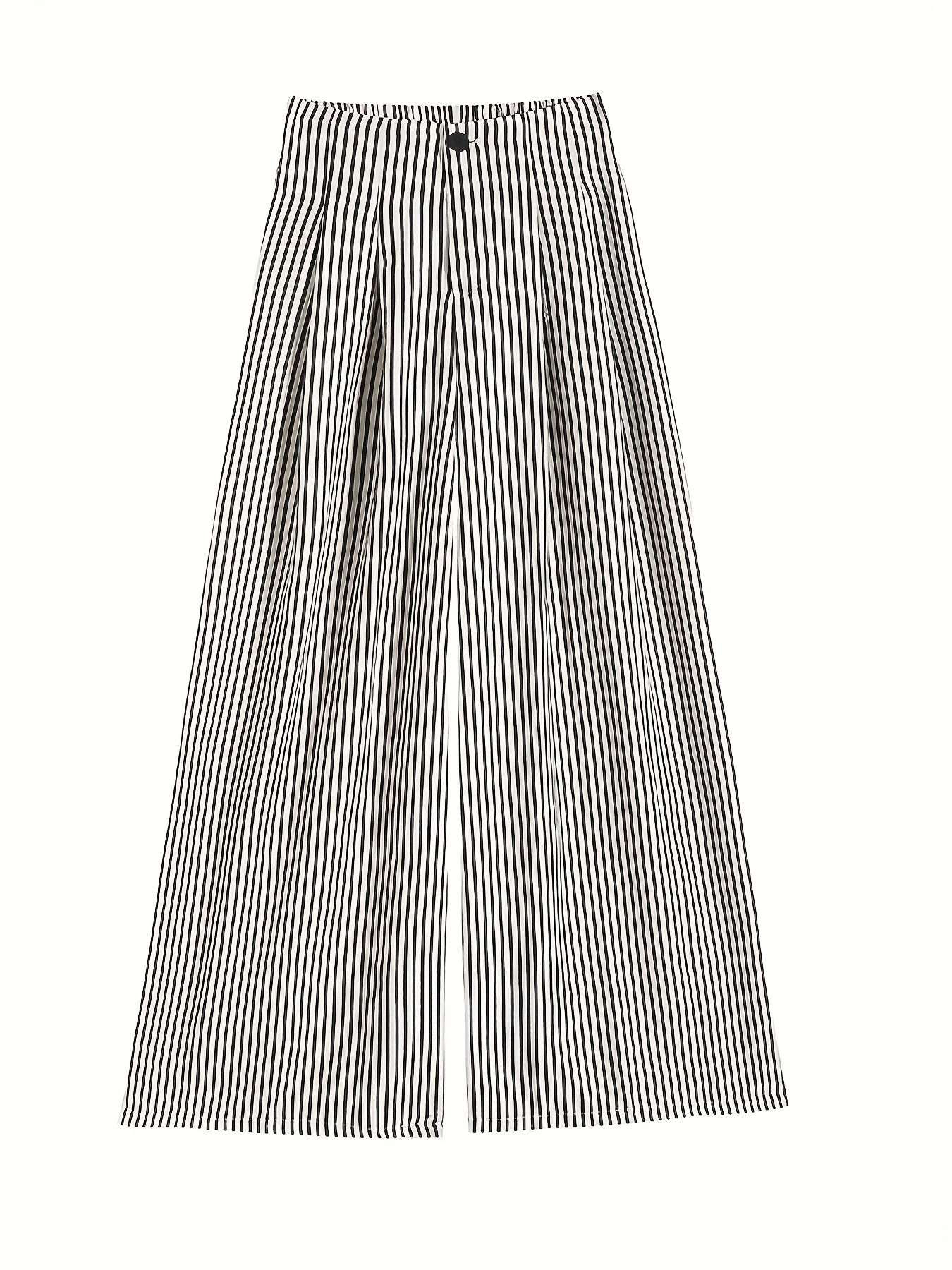Dames broek – Gestreepte wide leg broek met hoge taille en elastische band