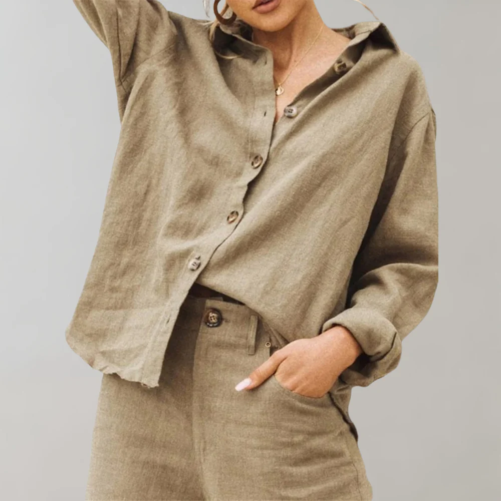 Linnen Blouse met Knoopsluiting – Casual Losvallend Model