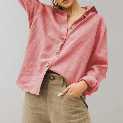Linnen Blouse met Knoopsluiting – Casual Losvallend Model