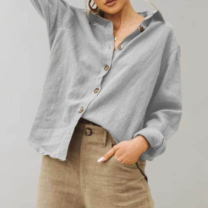 Linnen Blouse met Knoopsluiting – Casual Losvallend Model