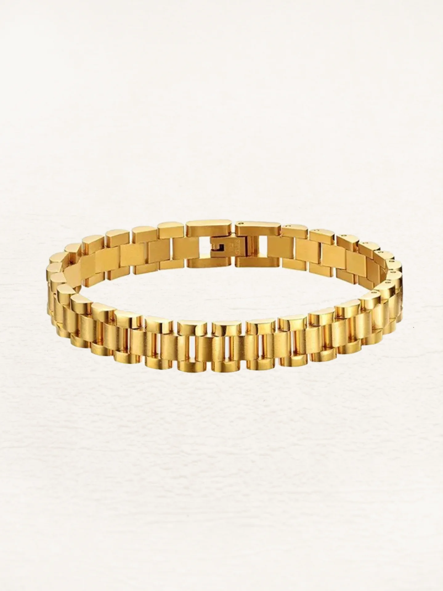 Dames armband met brede schakels – Bandstijl schakelarmband met matte afwerking