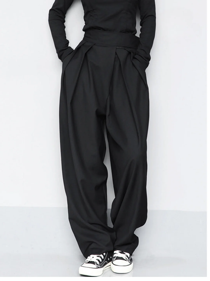 High-waist plooibroek voor dames – Wijde pijpen met relaxte pasvorm