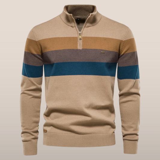 Bernon - Gestreepte Half-zip Trui
