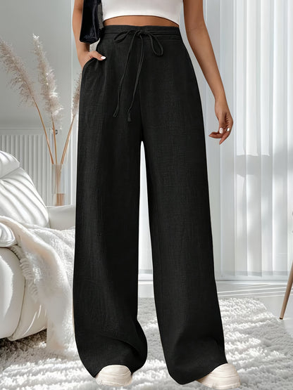 Dames broek – Wijde broek met hoge taille en striksluiting
