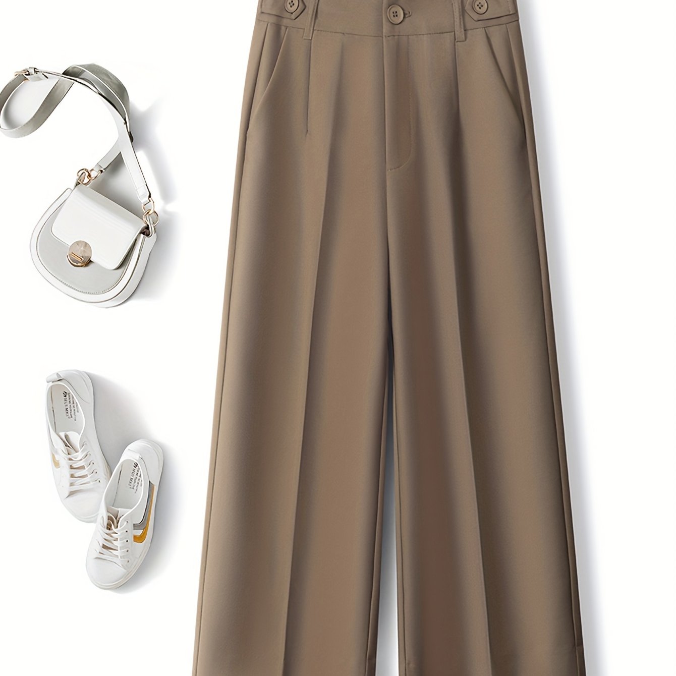 Dames broek – Culotte met hoge taille en knoopdetails