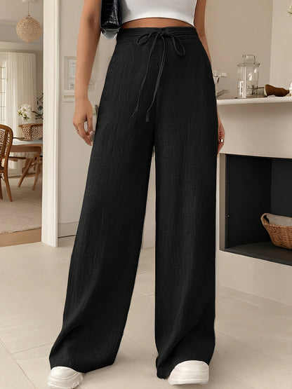 Dames broek – Wijde broek met hoge taille en striksluiting