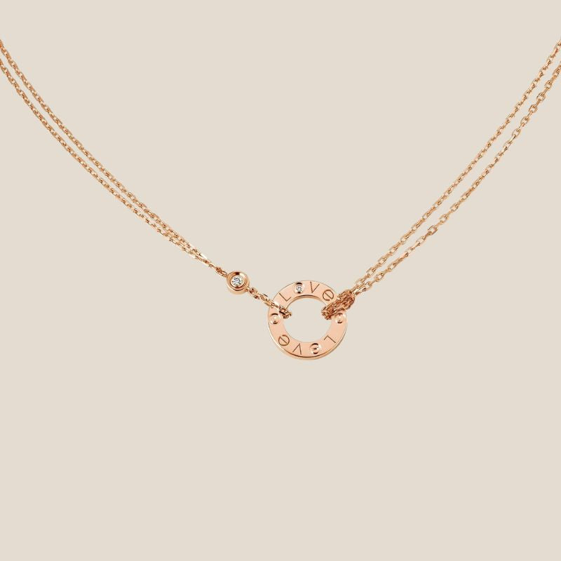 Dames ketting – Dubbele ketting met ronde hanger en gegraveerde tekst