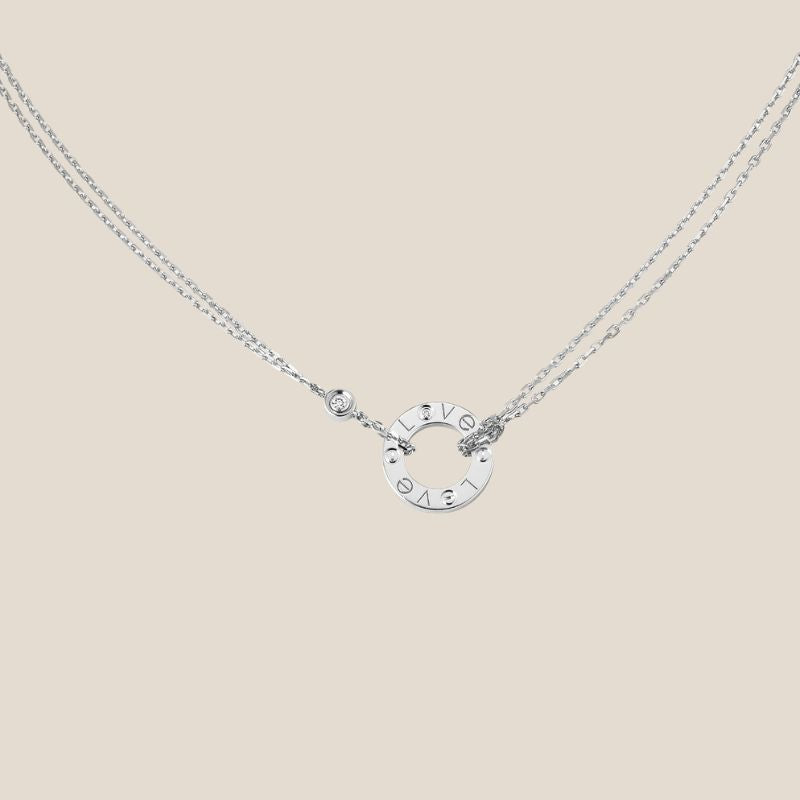 Dames ketting – Dubbele ketting met ronde hanger en gegraveerde tekst