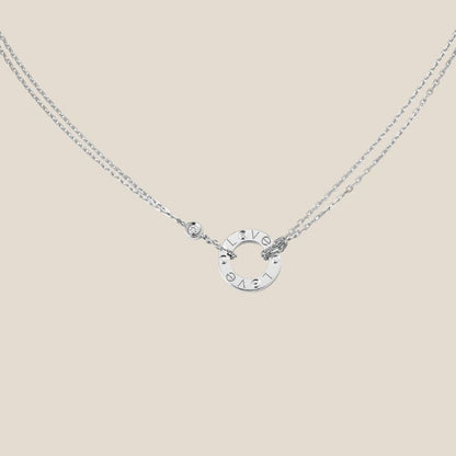 Dames ketting – Dubbele ketting met ronde hanger en gegraveerde tekst