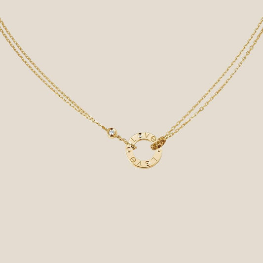 Dames ketting – Dubbele ketting met ronde hanger en gegraveerde tekst