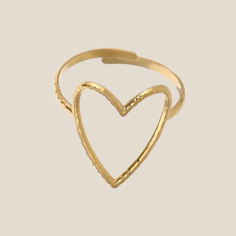 Dames Ring – Verstelbare Ring met Open Hartvorm