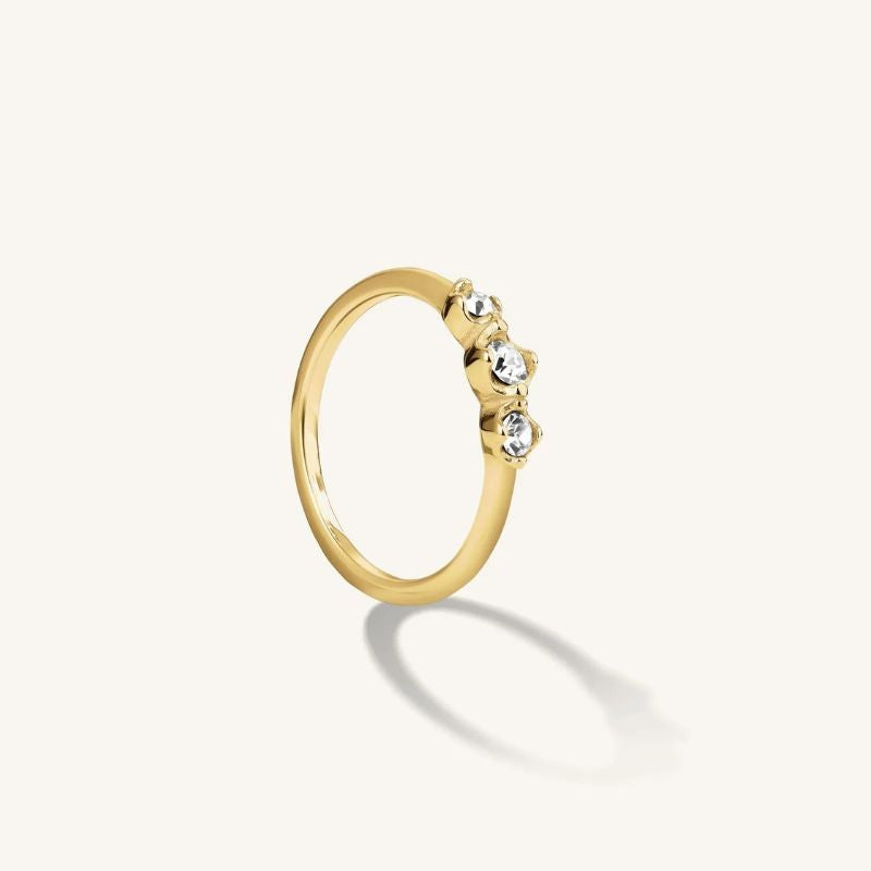 Dames Ring – Minimalistische Ring met Drie Steentjes