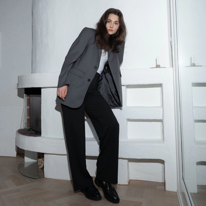 High-Waist Pantalon met Wijde Pijpen – Elastische Tailleband