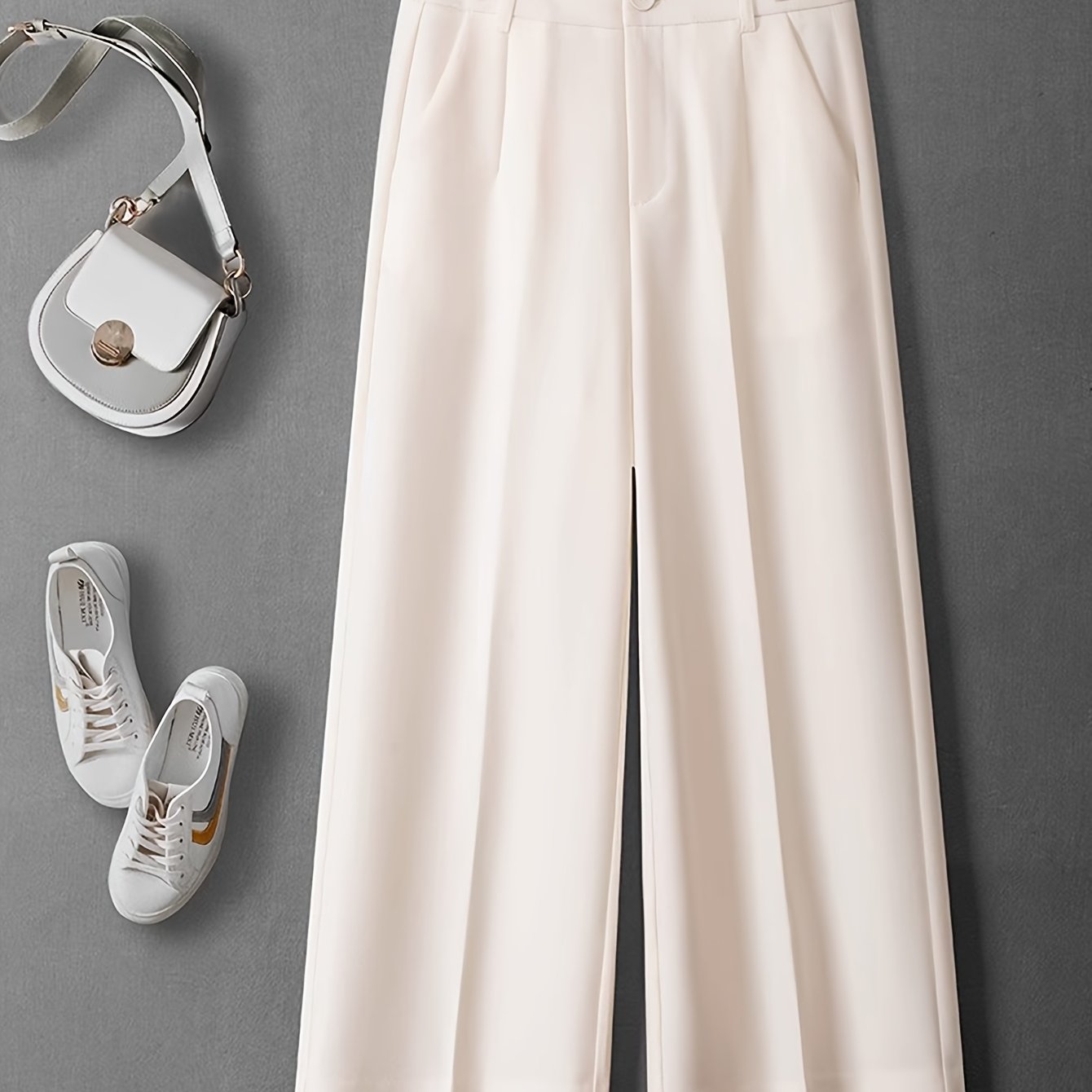 Dames broek – Culotte met hoge taille en knoopdetails