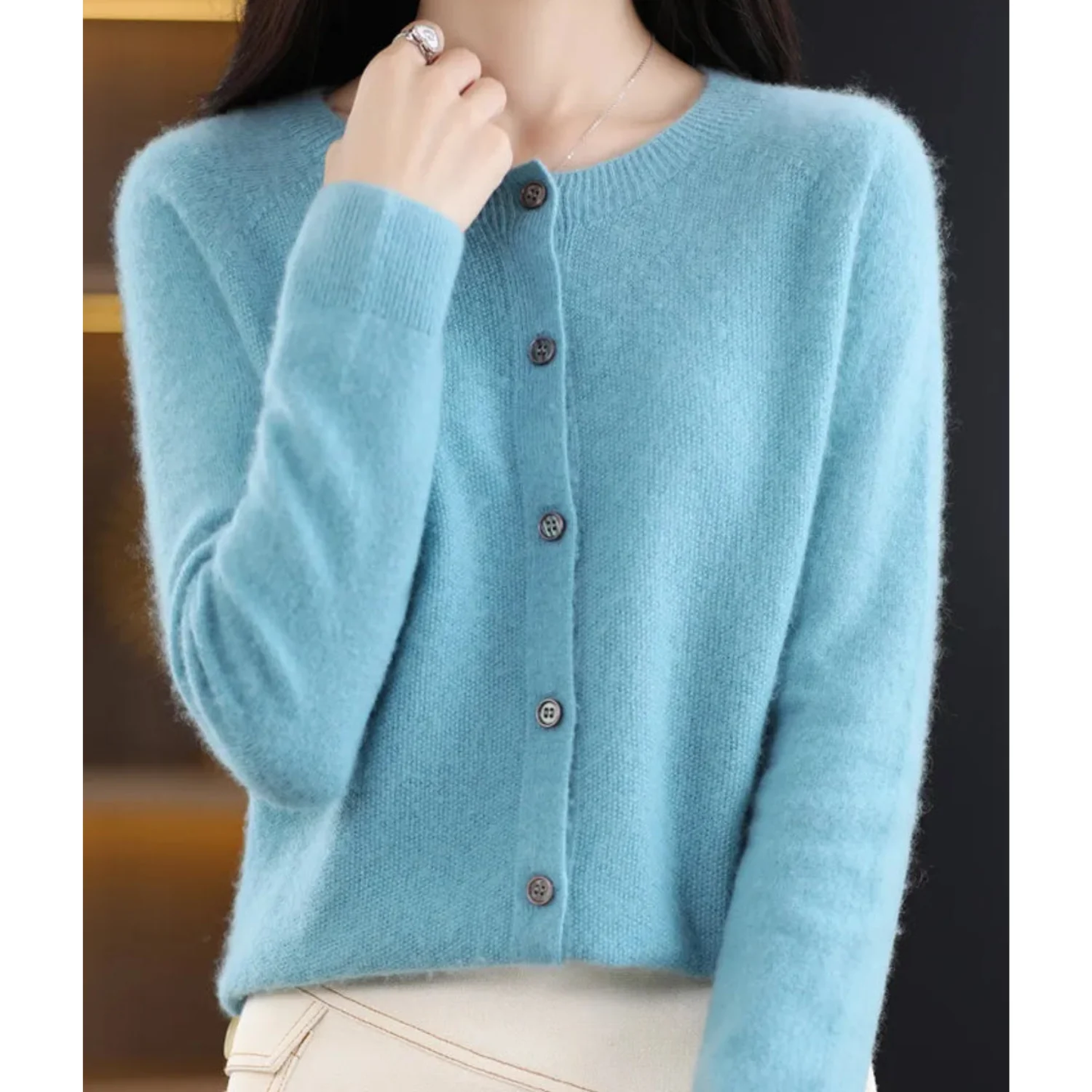 Gebreide Cardigan met Knopen – Zachte Trui met V-Hals