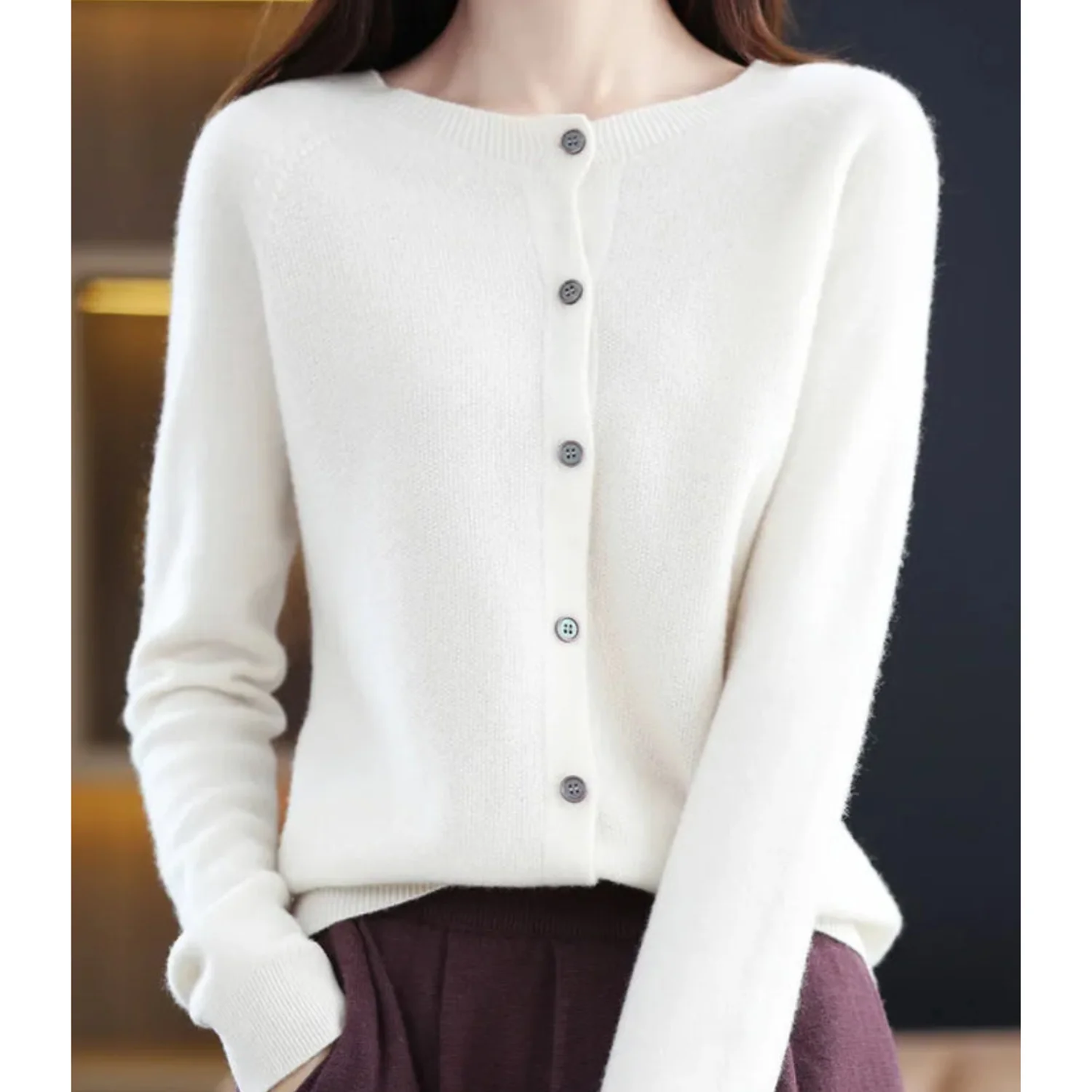 Gebreide Cardigan met Knopen – Zachte Trui met V-Hals