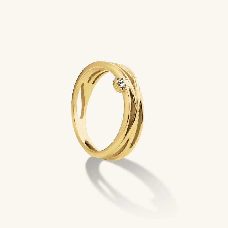 Dames Ring – Gedraaid Design met Ingezette Steen