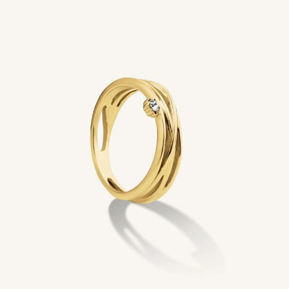 Dames Ring – Gedraaid Design met Ingezette Steen