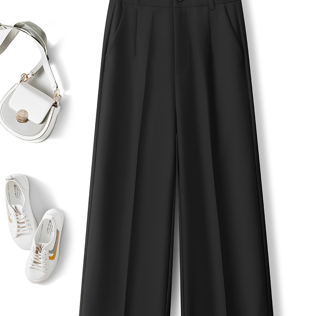 Dames broek – Culotte met hoge taille en knoopdetails