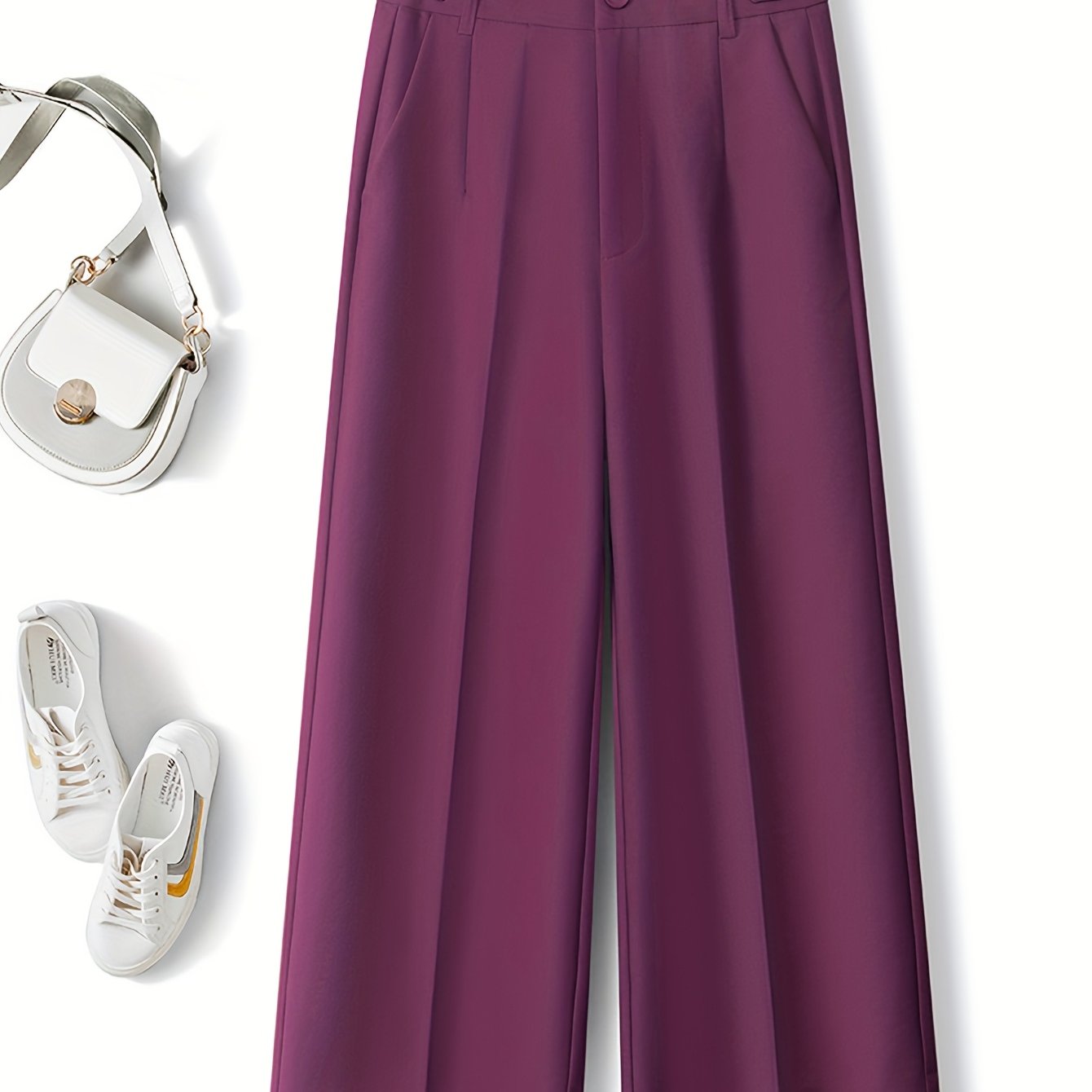 Dames broek – Culotte met hoge taille en knoopdetails