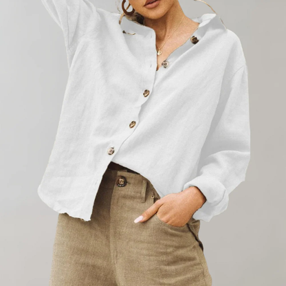 Linnen Blouse met Knoopsluiting – Casual Losvallend Model