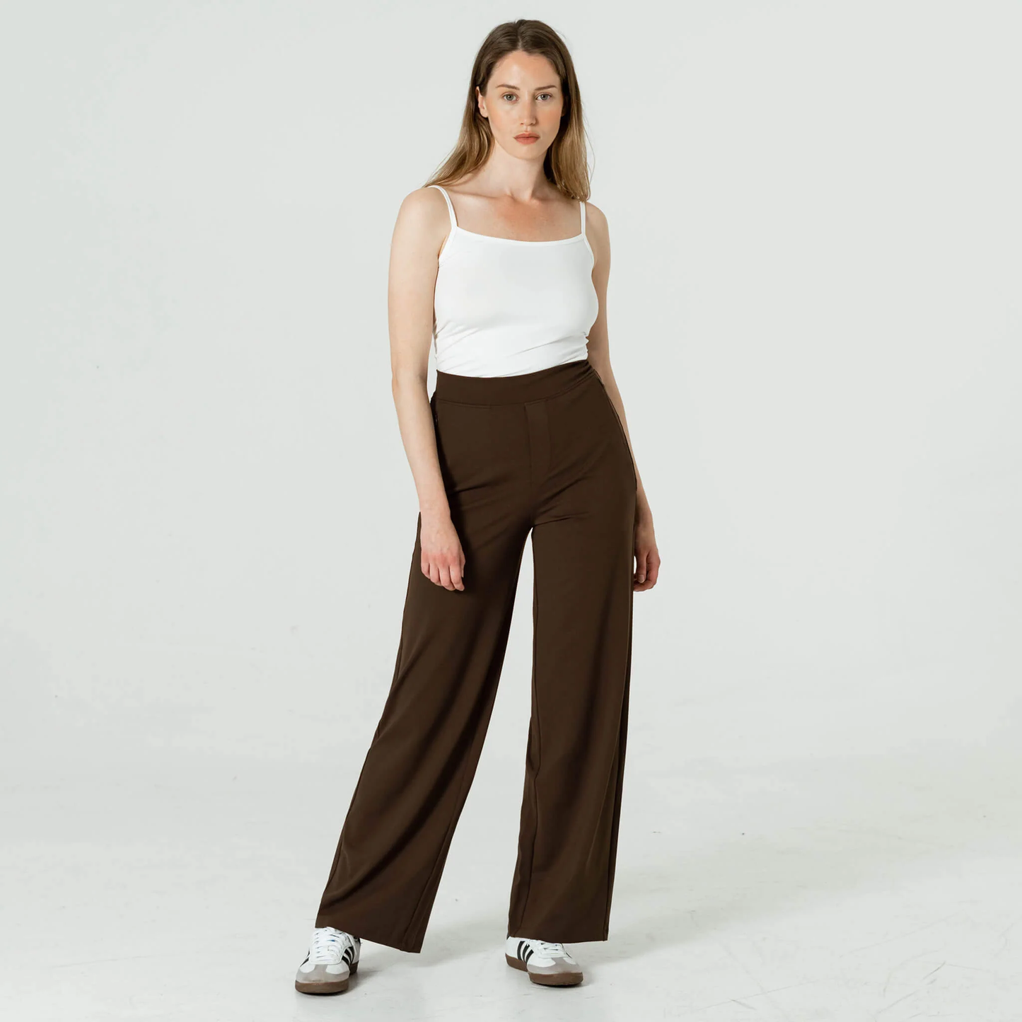 High-Waist Pantalon met Wijde Pijpen – Elastische Tailleband