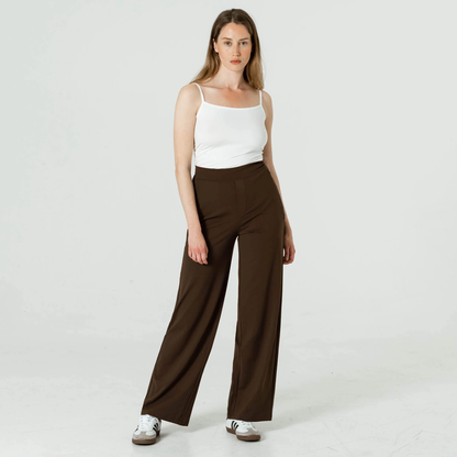 High-Waist Pantalon met Wijde Pijpen – Elastische Tailleband