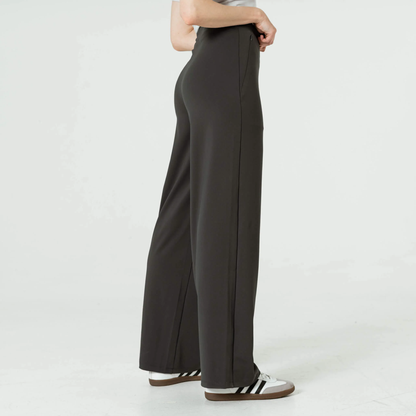 High-Waist Pantalon met Wijde Pijpen – Elastische Tailleband