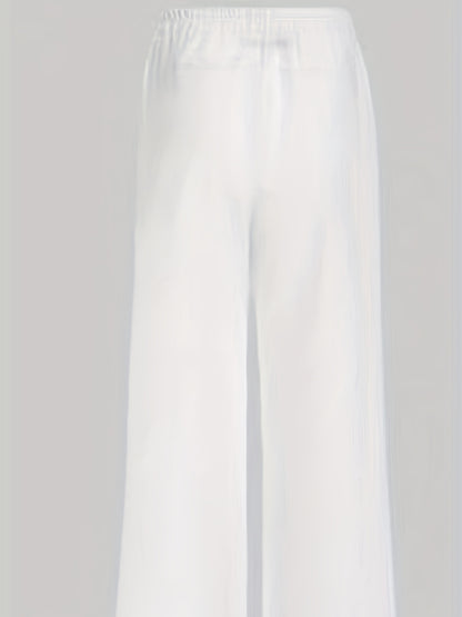 Dames Broek – Witte Linnen Loungebroek met Bloemenprint