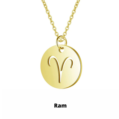 Dames Ketting – Ronde Hanger met Sterrenbeeld Gravure