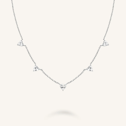 Dames Ketting – Halsketting met Hartvormige Zirconia Steentjes
