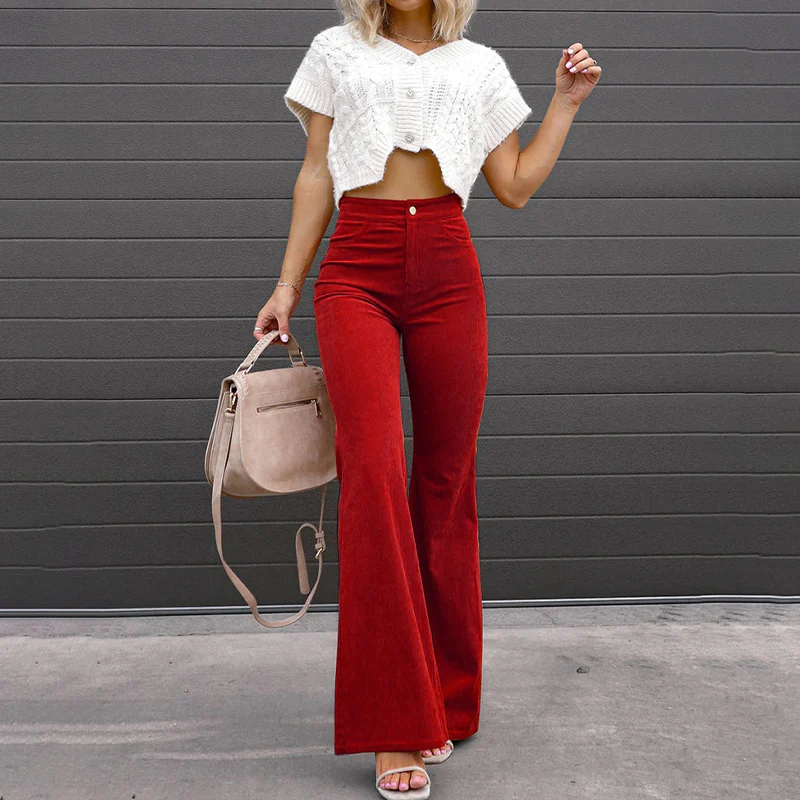 Dames flared broek – Hoge taille en aansluitende pasvorm