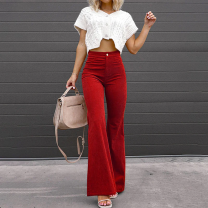 Dames flared broek – Hoge taille en aansluitende pasvorm