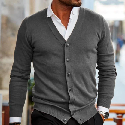 Heren vest met knoopsluiting – Fijngebreid model met V-hals