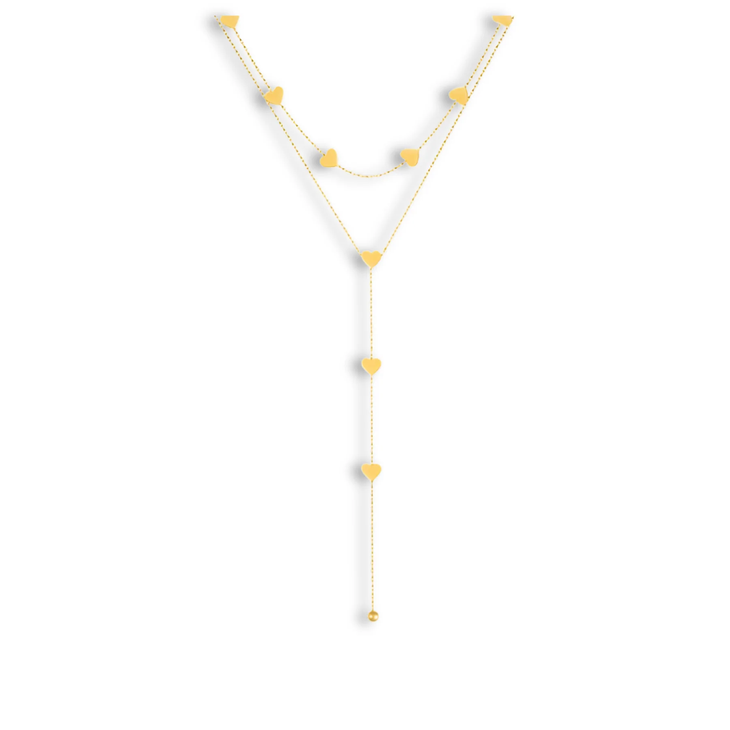 Dames Halsketting – Gelaagde Ketting met Hartjes in Y-vorm