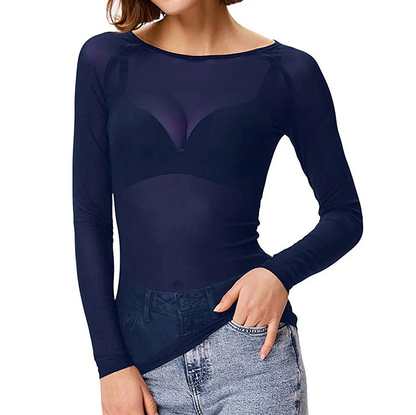 Mesh Bodytop met Lange Mouwen – Transparant Design