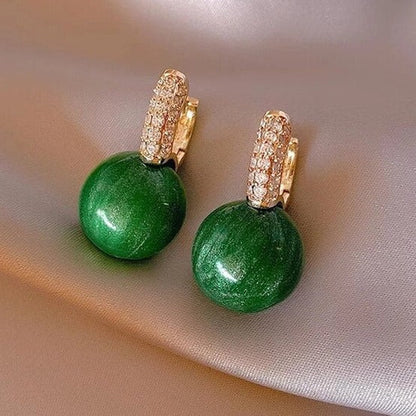 Dames Oorbellen – Glanzende Groene Steen met Zirkonia Afwerking