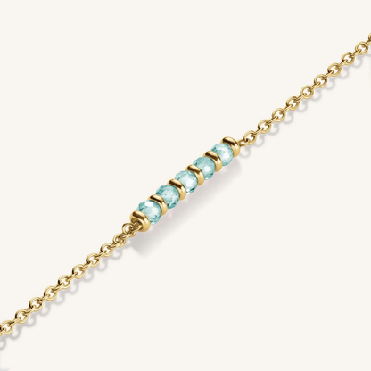 Dames Ketting – Goudkleurige Ketting met Blauwe Kralen